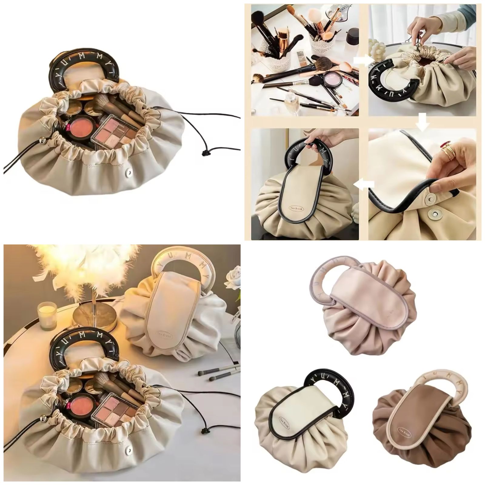 Drawstring Makeup Tool Storage Bag, Women Travel Toiletry Makeup Pouch, Luxury Fashion Cosmetic Bag Drawstring Makeup Tool Storage Bag, Women Travel Toiletry Makeup Pouch, Luxury Fashion Cosmetic Bag